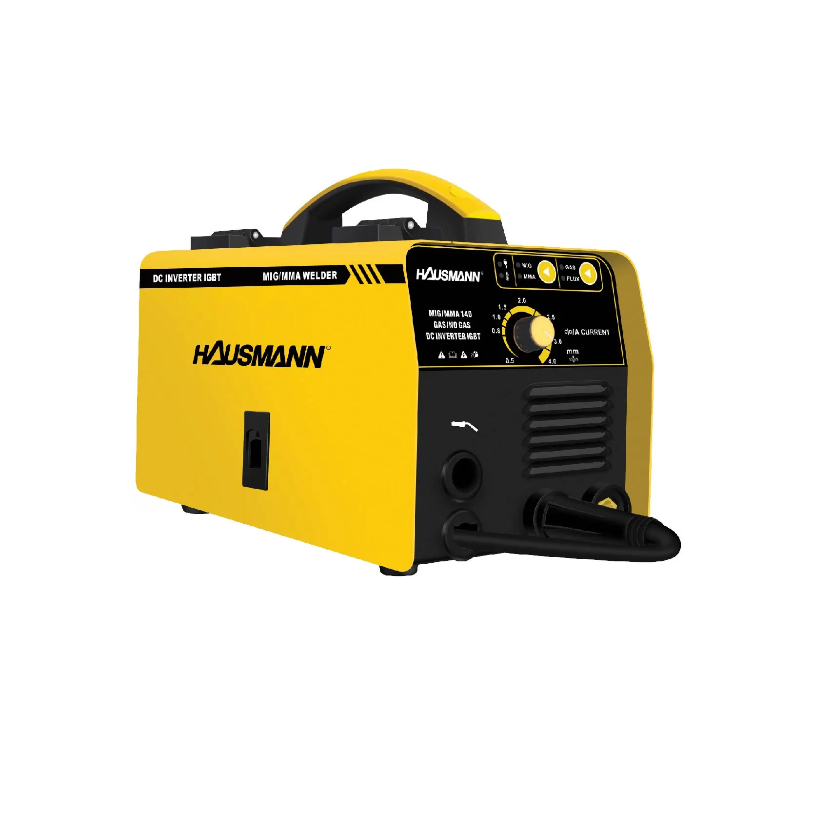 HAUSMANN WELDING MACHINE WMHJ425-MIG/MMA GAS/LESS IGBT YELLOW & BLACK COMPOSITE WITH OR WITHOUT GAS IGBT